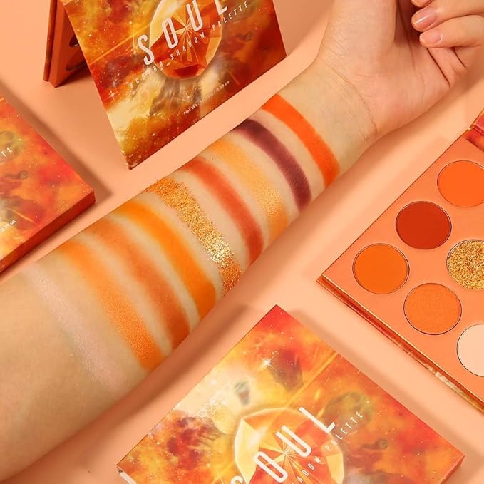 docolor Eyeshadow Palette 9Colors Orange Eyeshadow Gemstone Shadow Palettes Highly Pigmented Mattes Shimmers Smokey Glitter Cream Colorful Powder Blendable Long Lasting Waterproof Makeup Palette