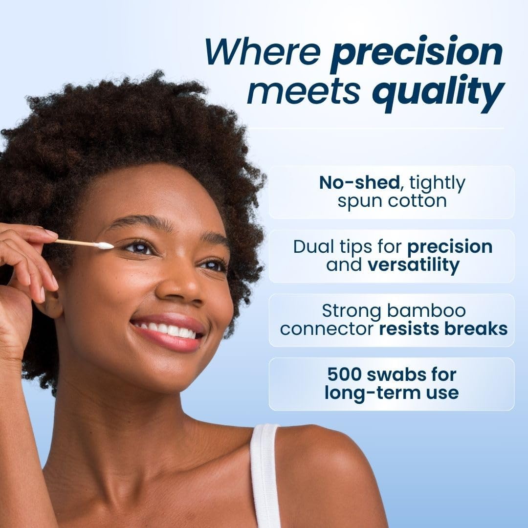 Clean Skin Club Clean Swabs | 6 Pack Total 3000 Count | One Pointed Tip | Biodegradable + Organic Cotton & Bamboo | Makeup & Nail Polish Touch-ups | Chlorine-Free & Hypoallergenic