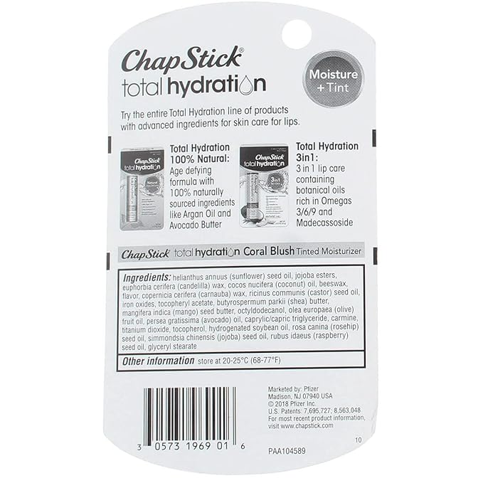 ChapStick Total Hydration Coral Blush 0.12 oz (Pack of 2)