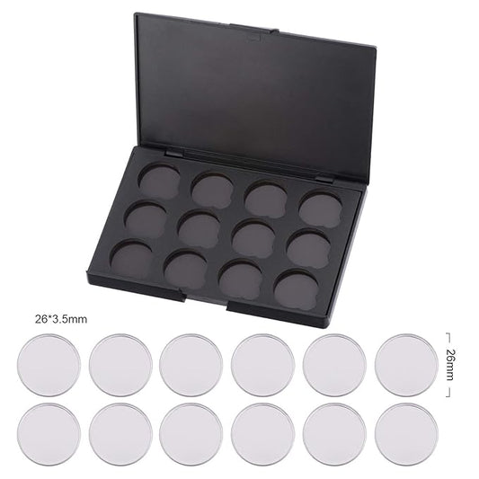 Empty Magnetic Eyeshadow Makeup Palette with 12Pcs 26mm Round Metal Pans
