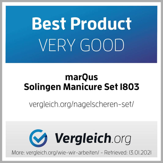 marQus Manicure Set Solingen Made in Germany - 7 piece exclusive finger & toe nail clippers set in real leather case, made in Solingen Germany