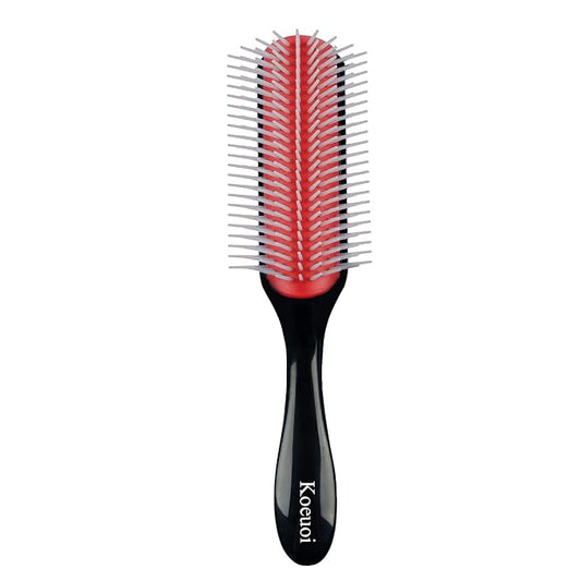 Classic Styling Curly Hair Brush. 9 Row Black Brush for Detangling, Separating, Shaping. For Women and Men Wet or Dry Hair.