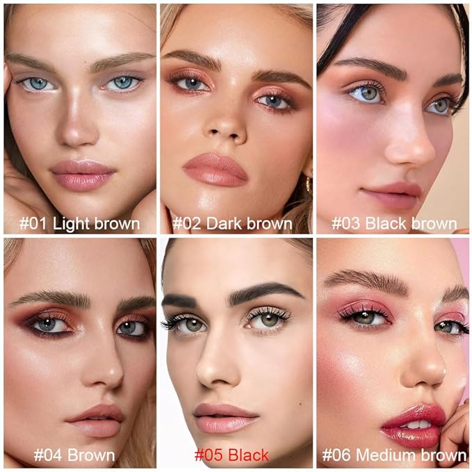 evpct 2Pcs Black Magic Microblading Dual-Ended Eyebrow Contouring Pen Brow Pencil, with 4 Brush Micro-Fork-Tips Applicator and Precise Brush-Tip, Hair Like Strokes, with Dual-ended Eyebrow Brush