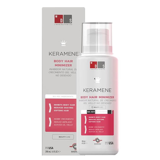 DS Labs Keramene Hair Inhibitor for Face & Body - Reduces Hair Visibility, Softens Texture, Minimizes Growth Over Time, Paraben-Free Formula with Witch Hazel, With Nanosome Technology, 6 Fl Oz
