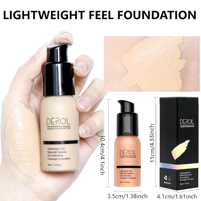 Foundation Full Coverage Liquid Foundation Cream - Lightweight Concealer - Suitable for All Skin Types (cappuccino 05)