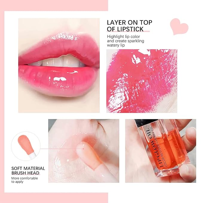 Moisturizing Lip Oil,No-Sticky Lip Gloss Lip Balm Lip Care,Fruit Flavoured Lip Oil For Dry Lip's Moisturizing Hydrating And Nourishing (004#CORAL) 0.2 OZ