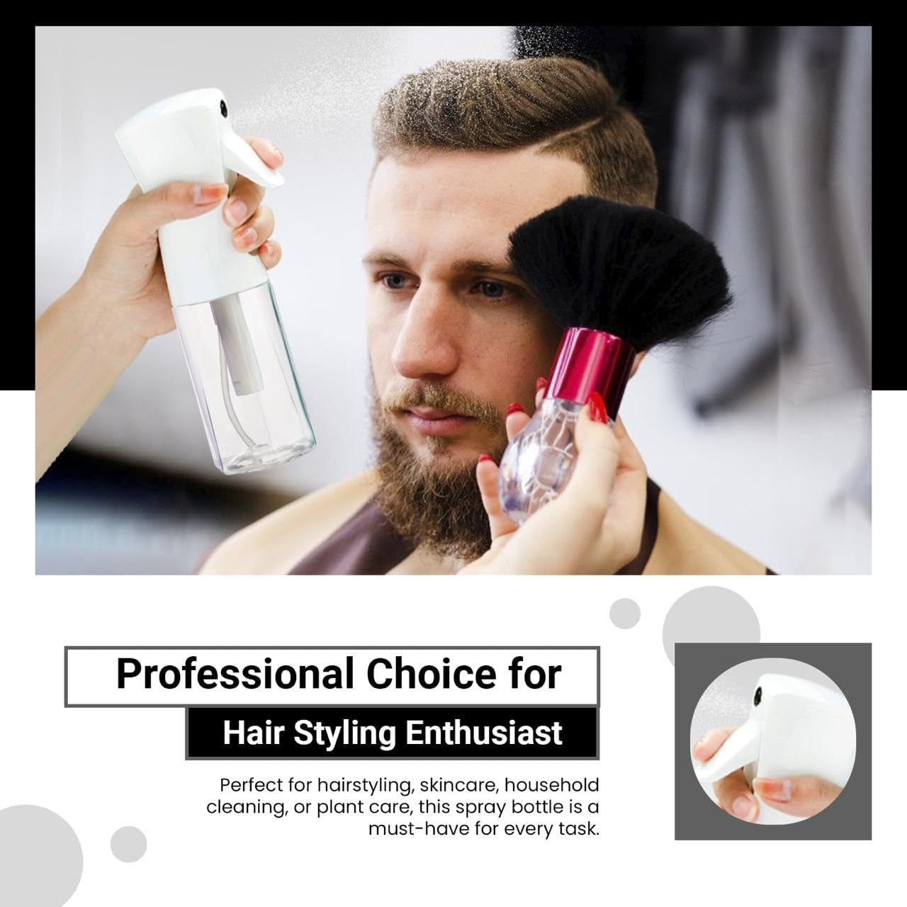 Continuous Mist Spray Bottle – Ultra Fine Mist for Hair Styling, Salon Use, and Versatile Applications – Ideal for Plants, Cleaning, and Travel – 5 oz Clear Octagon Shape Empty Bottle