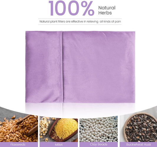 Heating Pad Microwavable with Washable Cover, 8 x 12 Multipurpose Microwave Heating Pad for Neck and Shoulders, Moist Heat Bean Bag Warm Compress for Knee, Muscles, Joints, Wrist, Abdomen (Purple)