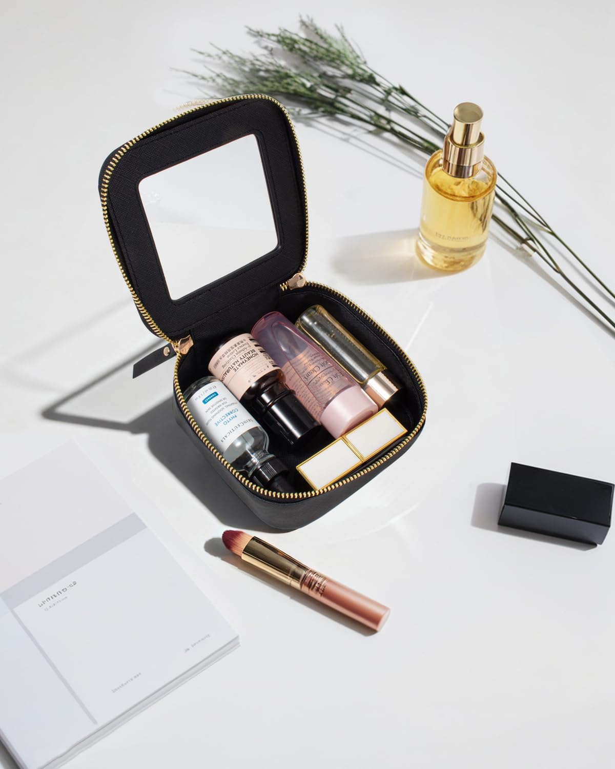 Travel Clear Makeup Bag Set, TSA Approved Cosmetic Bag Case with Zipper Portable Makeup Pouch Toiletry Bag Women Traveling Cosmetic Organizer Storage Bag Car Organizer Car Essentials for Women