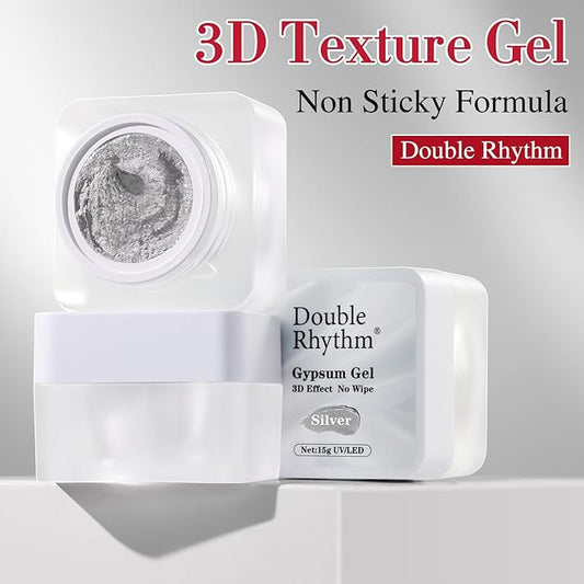 Double Rhythm 3D Nail Gel Solid Sculpting Gel for Nail Art Non-Sticky Hard Gel for Building Carving Molding Nail Extension Soak Off UV/LED Salon Home DIY 0.5 Oz (Gypsum Silver Gray)