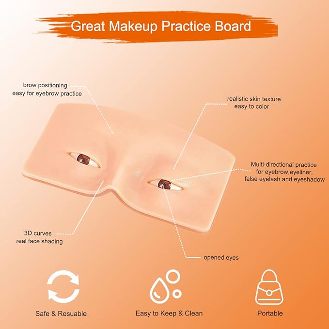 Makeup Practice Face Board, 3D Reusable Makeup Mannequin Face Eyeshadow Mannequin, Make up Practice Face with Makeup Kit for Professional Makeup Artists Students and Beginners to Practice Eyes Makeup