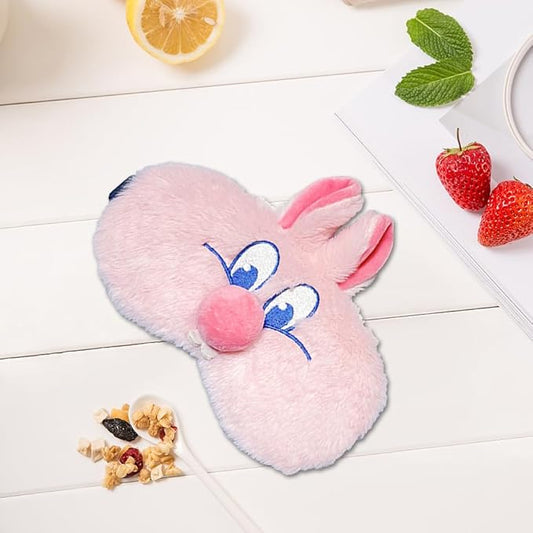 PERFECTSIGHT Bunny Eye Masks, Cute Plush Sleep Eye Cover Lightweight Adjustable Eyeshade Faux Fur Mask Cover for Women Men Sleep Travel Nap, Pink Nose