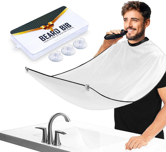 Beard Bib Beard Apron, Beard Hair Catcher for Men Shaving & Trimming Non-Stick Waterproof Beard Cape Grooming Cloth with 3 Suction Cups Birthday Gifts for Men Him Boyfriend