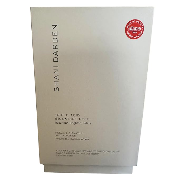 SHANI DARDEN SKIN CARE Triple Acid Peel, 2-Step Exfoliating Face Peel with Mandelic, Lactic & Glycolic Acids, Kaolin Clay Neutralizing Mask & Brush, Helps Improve Dark Spots & Skin Texture, 1.69 fl oz