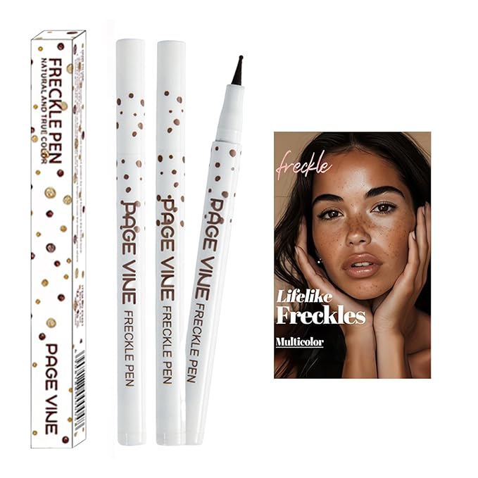 2 Pack Freckle Pen,Liquid Face Fake Freckles Makeup Pen to Create Natural Freckle Makeup and Freck beauty,Fake Freckles Waterproof for Lifelike Sunkissed Makeup,Mole Pen (03Dark+04Espresso)