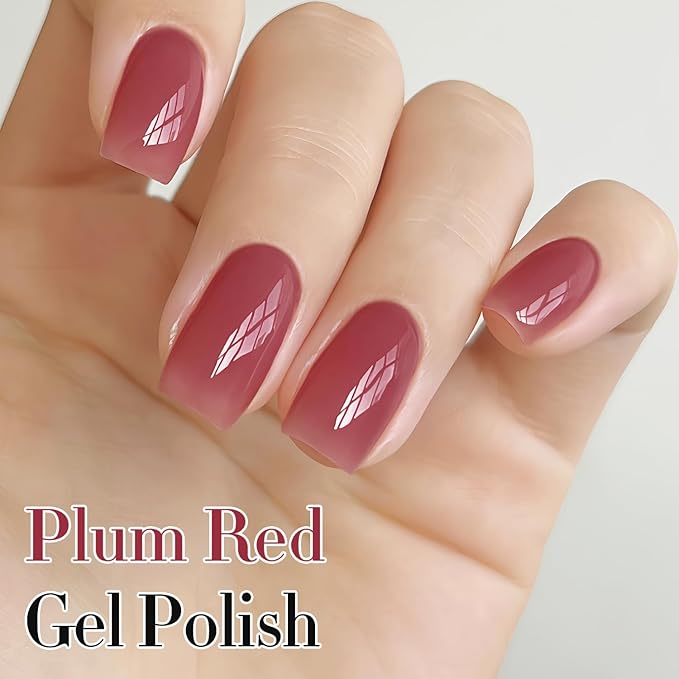 Double Rhythm 0.5Oz Gel Polish Translucent Sheer Neutral Natural Light Milky Same Color Same Bottle 15ML Jelly Gel Polish Art DIY at Home (Brown Purple-A1375)