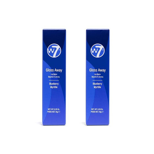 W7 Gloss Away Lip Balm - 2 Piece Set - Nourishing Lip Balm Formula With Shea Butter - Blueberry