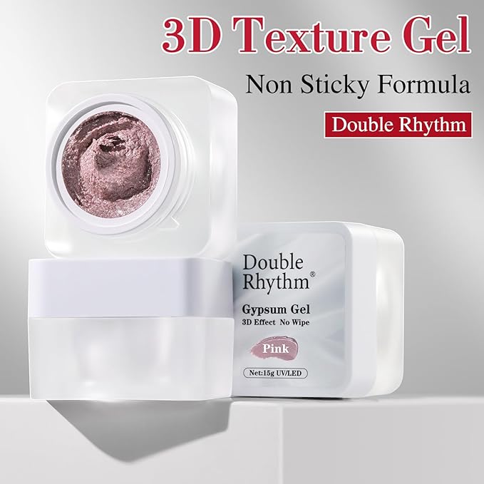 Double Rhythm 3D Nail Gel Solid Sculpting Gel for Nail Art Non-Sticky Hard Gel for Building Carving Molding Nail Extension Soak Off UV/LED Salon Home DIY 0.5 Oz (Gypsum Pink Purple)