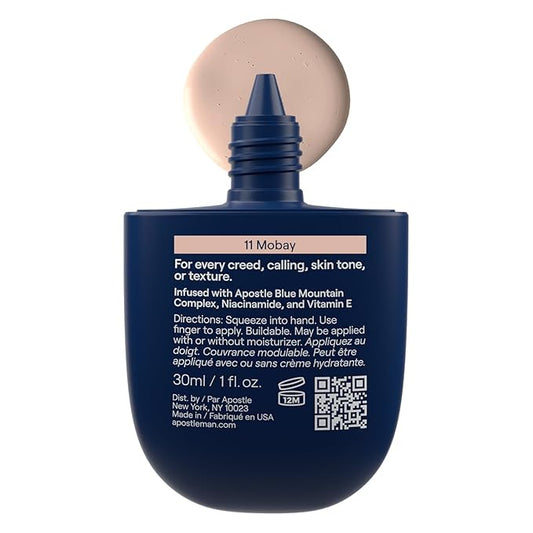 APOSTLE Reclaim Tinted Moisturizer for Men (11 Mobay) - Niacinamide, Vitamin E, Squalane, Hyaluronic Acid, Tinted Face Moisturizer For Men. Hydrates, Evens Skin Tone, Reduces Fine Lines, 1 Fl. Oz.