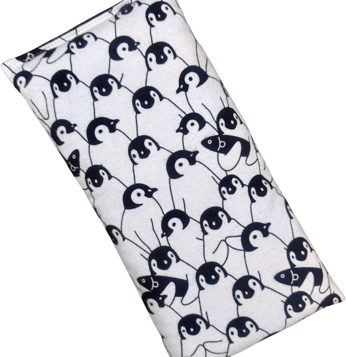 Microwave Heating Pad Filled With Flax Seed and Choice of Dried Herbs, Herbal Cold Pack, Good Size for Back Pain and Cramps, Hot and Cold Therapy, 6" x 12" (Penguin, No Added Herbs)