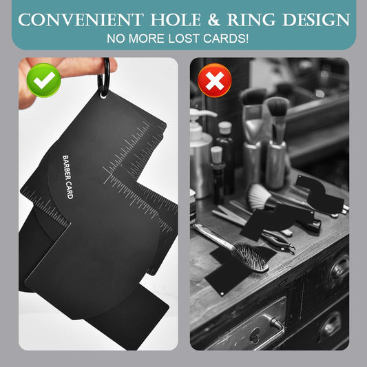 Enhancement Card for Barbers with Measurement Indicators, Reusable Hairline Shaping Tool, Beard Line Up Template, Color Spray Edge Line Up Tool, Easy to Clean Hairline Maker Guide for Barbers