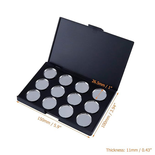 Empty Magnetic Eyeshadow Palette Eyeshadow Case DIY Makeup Palette Makeup Container Organizer, Fit 26mm Round Metal Pans (12 Grids)