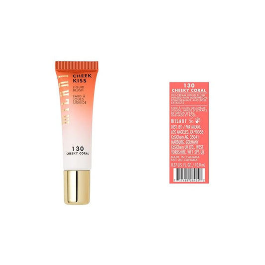 Milani Cheek Kiss Liquid Blush Makeup - Blendable & Buildable Cheek Blush, Lightweight Liquid Blusher and Cheek Color (Cheeky Coral)