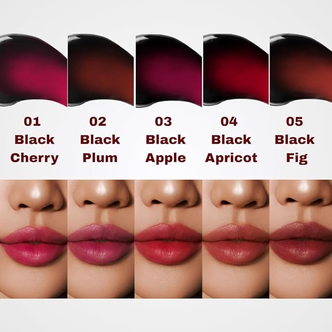MILKTOUCH Black Peel Off Lip Tattoo - Long-Lasting Matte Lip, Waterproof & Transfer-Proof, Highly Pigmented, Stay-On-All-Day Lip Tint Stain (4.5g) #02 Black Plum