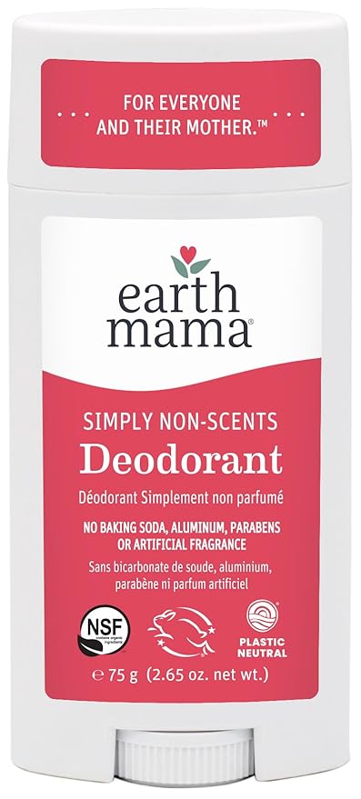 Earth Mama Simply Non-Scents Deodorant | Fragrance-free + Safe for Sensitive Skin, Pregnancy and Breastfeeding, Contains Organic Calendula and Coconut Oil, No Baking Soda or Aluminum, 2.65-Ounce