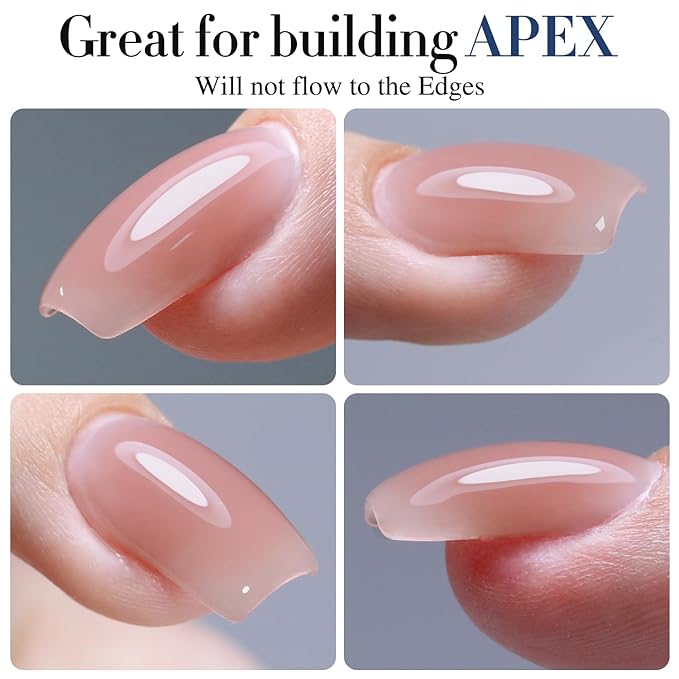 Double Rhythm 0.52Oz Nail Strengthener Rubber Gel Polish Builder in a Bottle for Nail Thickening Extension Hard Structure Glue (Extension Silk Nude)