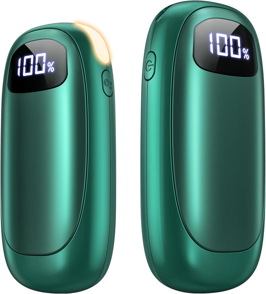 Hand Warmers Rechargeable 2 Pack, Electric Dual-Sided Heating with LED Display & Flashlight, Max 127℉, 13Hrs Long Lasting Pocket Heater for Raynauds, Golf, Hunting Essentials, Gifts for Men Women