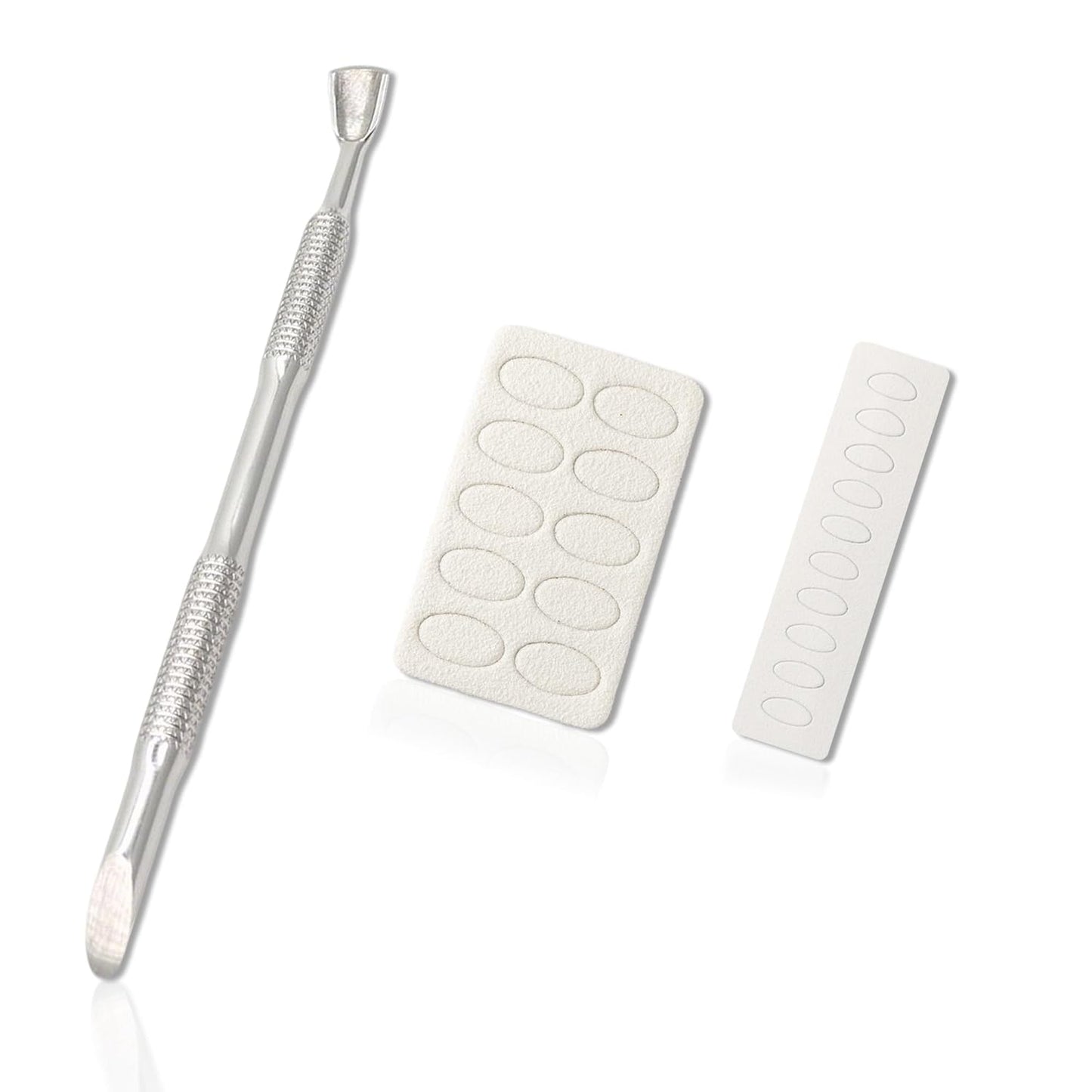 Pre-treatment Cuticle Pusher, Russian Prep Nail Pushers, Dual Ended Cuticle Remover with 100/180 Grit Sandpaper Sheets, Nail Care for Manicure Pedicure Nail Art