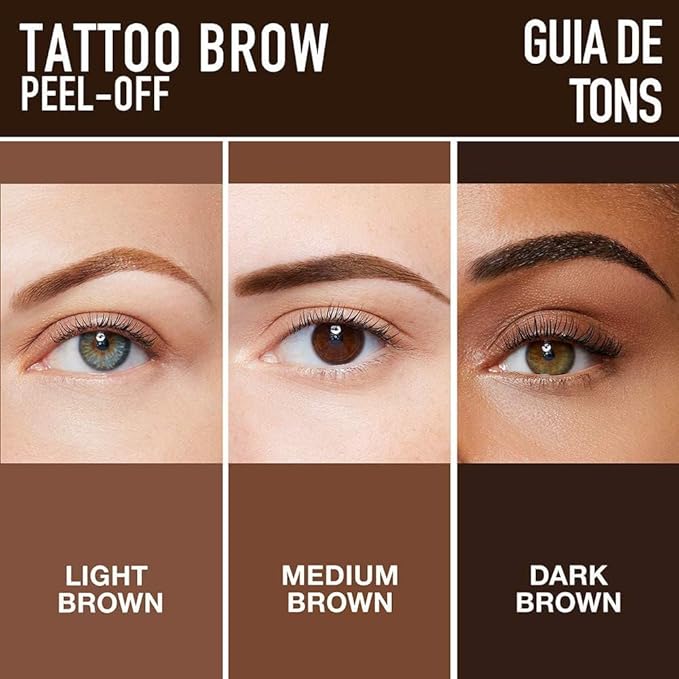 Tattoo Eyebrow Gel Easy Peel Off, Peel Off Eyebrow Tint, Easy Peel off Eyebrow Gel, Peel Off Eyebrow Tint, Waterproof & Sweatproof for All Skin Types (#3 Dark Brown)