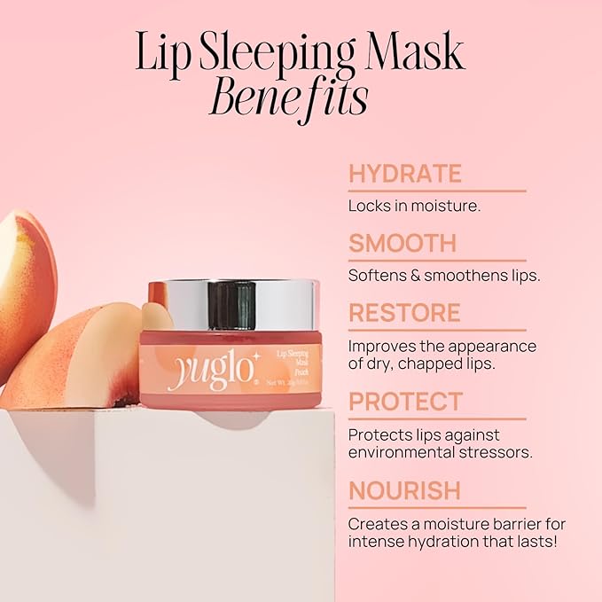 Moisture & Collagen Booster Lip Sleeping Mask - Treatment to Restore, Hydrate & Plump Dry Chapped Lips - Peach