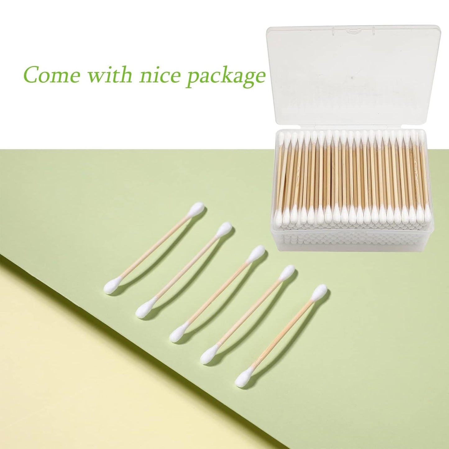 Bamboo Cotton Swabs 1000 Count|Double Round Biodegradable Cotton Buds|5 packs of 200ct