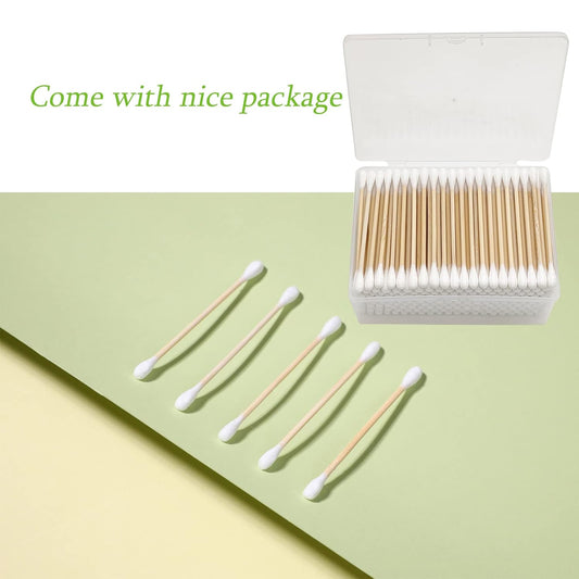 Bamboo Cotton Swabs 2000 Count|Double Round Biodegradable Cotton Buds|10 packs of 200ct