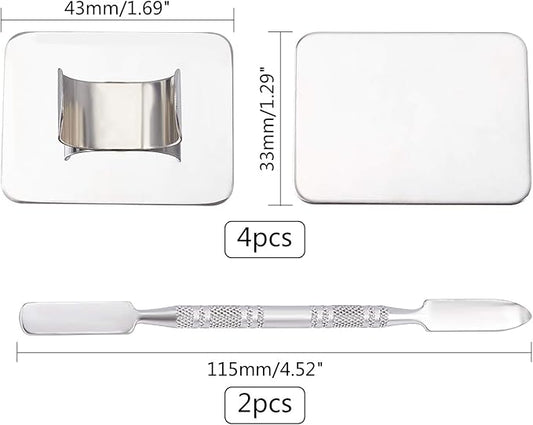 OLYCRAFT 6PCS Stainless Steel Makeup Palette Mini Ring Palette with Spatula Tool Makeup Palette Tools for Nail DIY Art Design Paint Color- 1.7 x 1.3 Inch