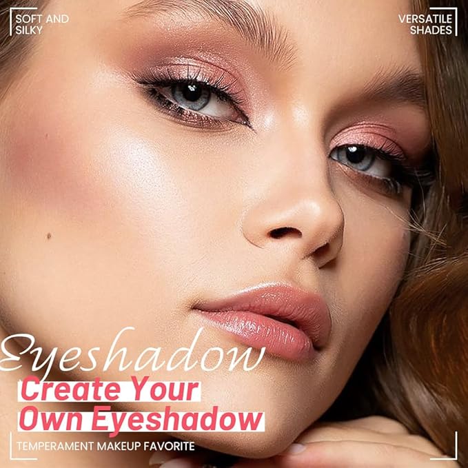 evpct Nude Brown Eyeshadow Quad Palette, Bright Nude Champagne Gold Brown Cocoa Glitter Metallic Shimmer Matte High Pigment Mini Eye Shadow Palette Makeup for older Women, Travel Size Built in Mirror