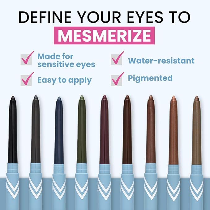 PrimeEyes Glide Eyeliner for Mature Women – Waterproof, Long-Stay and Mess-Proof – Gel Creme Texture, Discreet Sharpener and Effective Smudger (Mulberry)