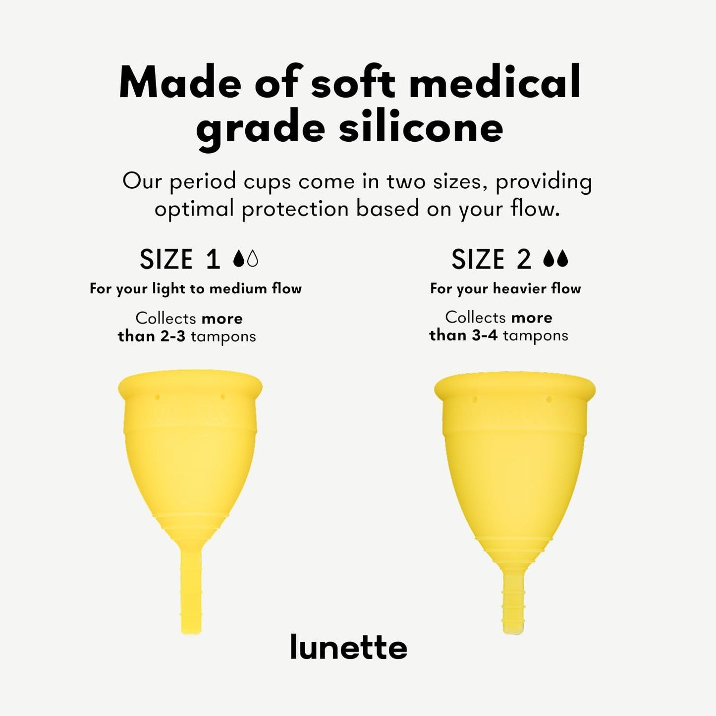 Lunette Menstrual Cup – Best Reusable Period Cup – Wear for 12 Hours and Reuse up to 10 Years, Yellow Size 2 for Moderate to Heavy Flow