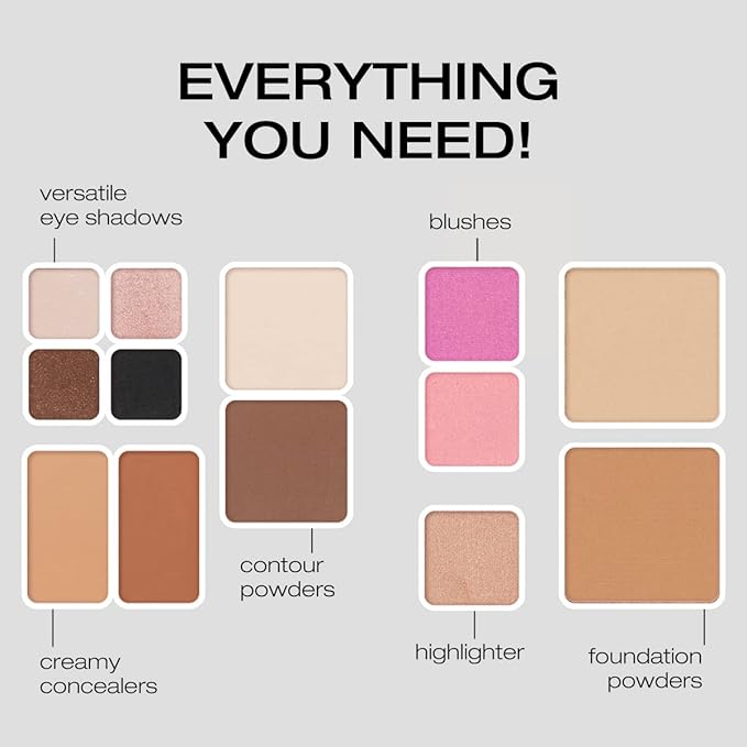 Woosh Beauty, Fold out Face Original Makeup Palette, Travel, All in One, Neutral Cream & Powder (#3 Medium)