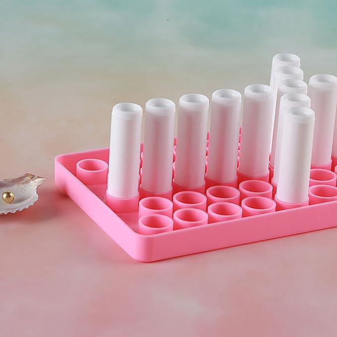 RONRONS Pink Lip Balm Crafting Kit, Professional Lipsticks Filling Tray with 50 Small Holes and Spatula, Easy to Fill 50 Pieces Lipstick Tubes Containers for Business Gifts