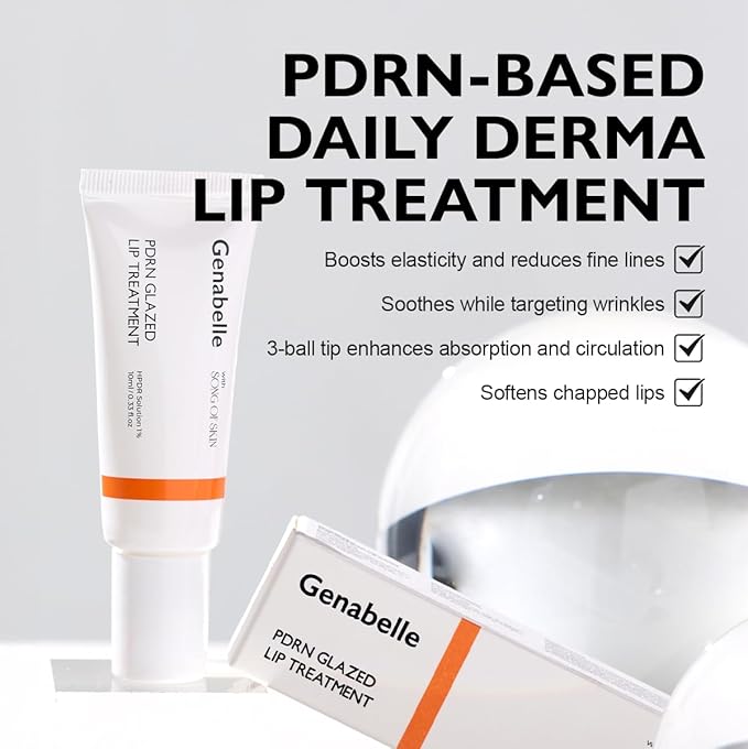 PDRN Glazed Lip Treatment – Hydrating & Plumping Lip Balm with PDRN & Peptides for Soft, Glossy Lips – Intensive Lip Repair & Moisture Lock- 0.33 fl oz