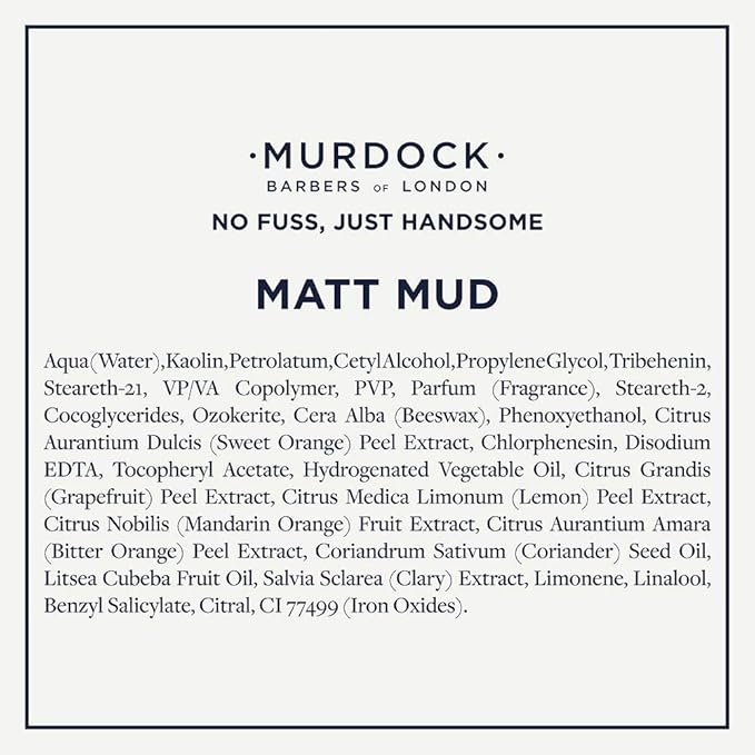 Murdock London Matt Mud | Non-Shine Shaping Clay | Vegan with Kaolin & Vitamin E | Made in England | 1.7 oz