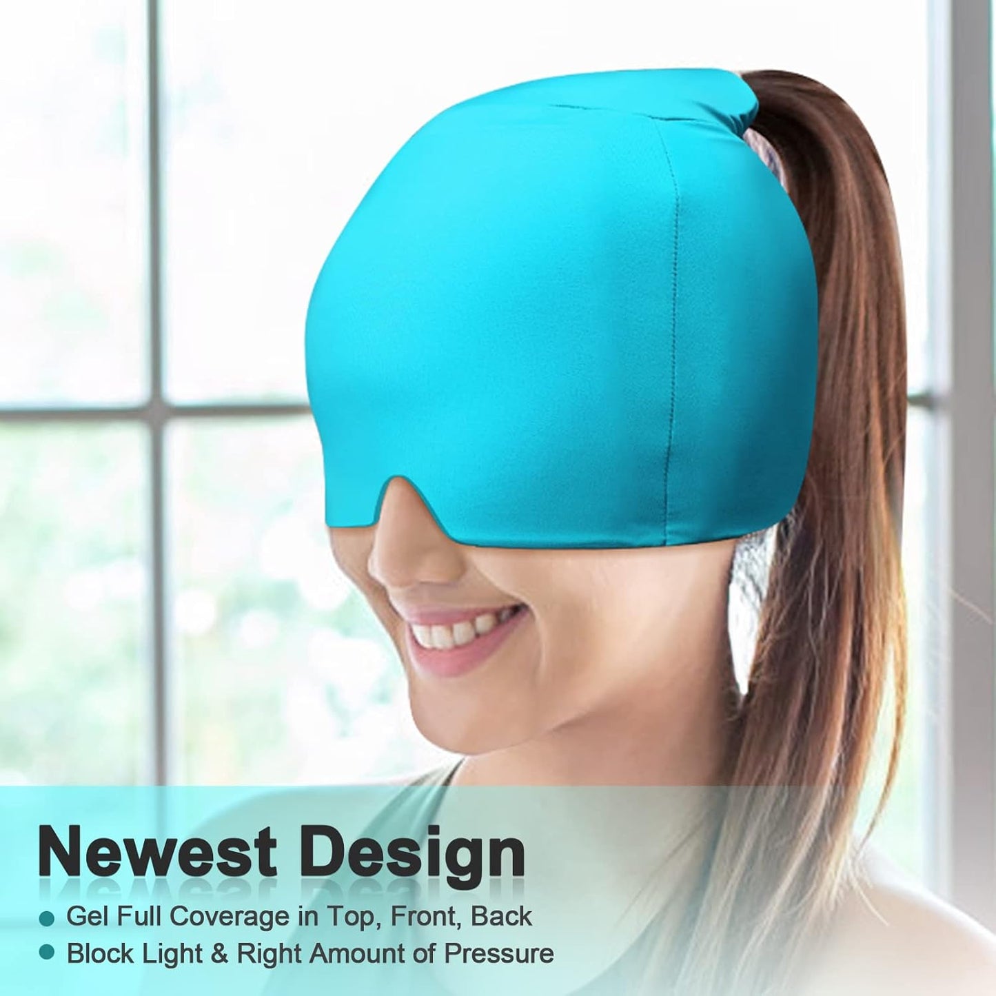 Migraine Relief Cap with Gel Top Coverage, Headache Relief Hat for Migraine Sinus Tension Stress Pain Relief, Migraine Ice Head Wrap Ice Gel Packs Hot Cold Therapy Headache Relief Cap