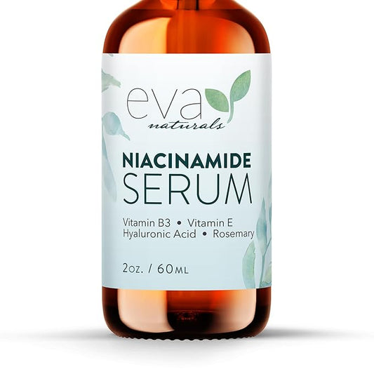 Eva Naturals Niacinamide 5% Serum for Face – B3 Pore Minimizer, Acne Treatment & Dark Spot Corrector with Hyaluronic Acid, Vitamin E, Aloe & Neem – Anti-Aging, Non-Greasy, Hydrating, 2oz