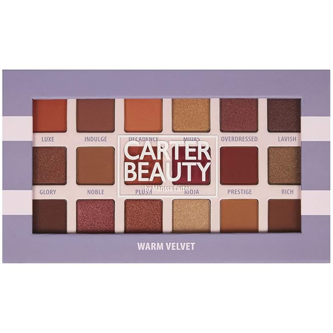 Carter Beauty by Marissa Carter 18 Shade Eyeshadow Palette | Long Lasting Eye Shadow Makeup | Shimmer & Matte Vibrant Colors (Warm Velvet)
