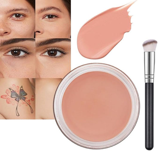 Pot Concealer with Makeup Brush Set,Tattoo Color Correcting Concealer,Full Face Color Correcting Conceal Foundation,Under Eye Concealer Brightener Dark Eye Ring corrector de ojeras (05-MEDIUM HONEY)