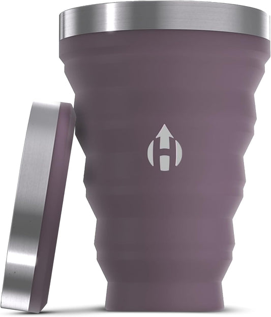 HYDAWAY 16oz Collapsible Pint - BPA-Free Silicone Cup with Stainless Steel Rim - Reusable, Packable, and Durable for Camping, Travel & Everyday Use