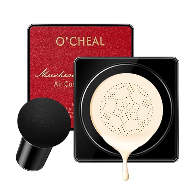 GL-Turelifes Mushroom Head Air Cushion CC Cream Foundation Water Feeling Flawless BB Cream Moisturizing Oil Control,lightweight & Smoothing Natural Face Concealer (H-01 Ivory, 0.53 Oz)